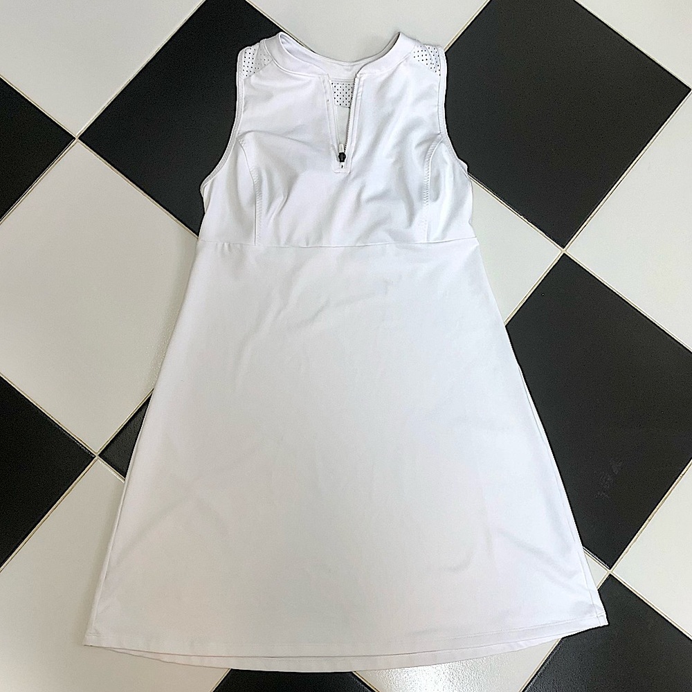 Fila White Sleeveless Athletic Dress with Front Zip
